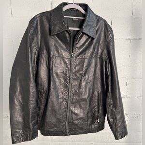 Hugo Boss Mens Vintage Leonit Calfskin Leather Jacket